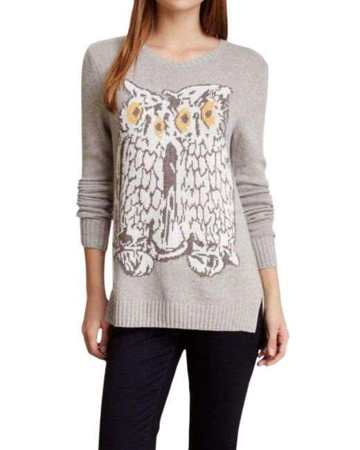 BCBGMAXAZRIA Natural Rooney Graphic Long Sleeve Sweater