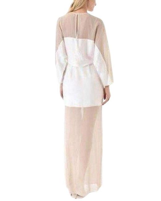 BCBGMAXAZRIA White Sheer Chiffon Panels Silk Dress