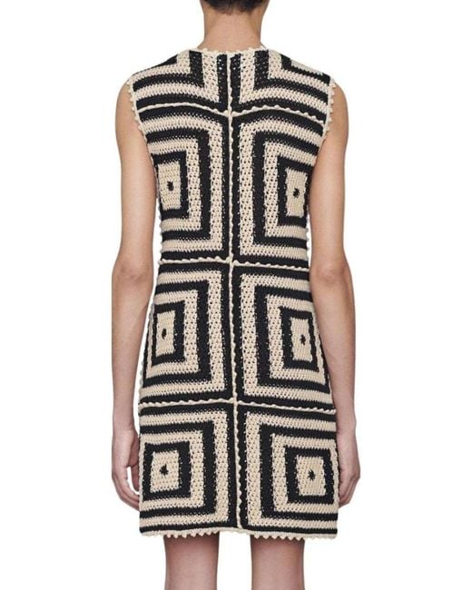 Gucci Gray Crochet-knit Cotton Short Dress