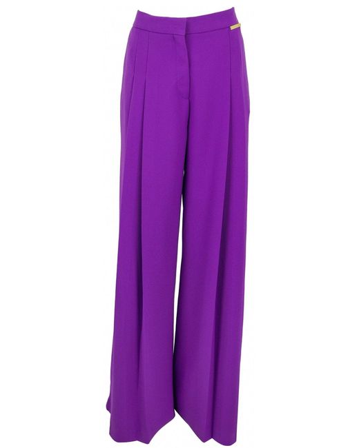 Zuhair Murad Purple Gathered Belted Blazer And Wide-leg Trousers Set