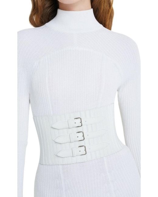 Alaïa White Ribbed Stretch Corset Belt