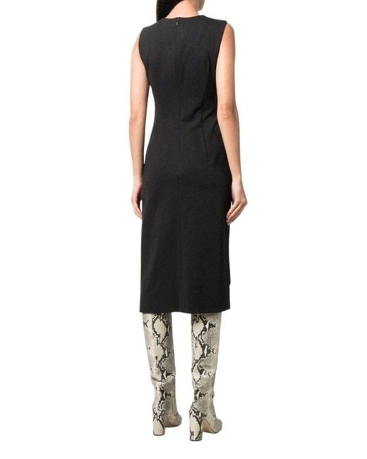 Oscar de la Renta Black Gathered-detail Shift Dress