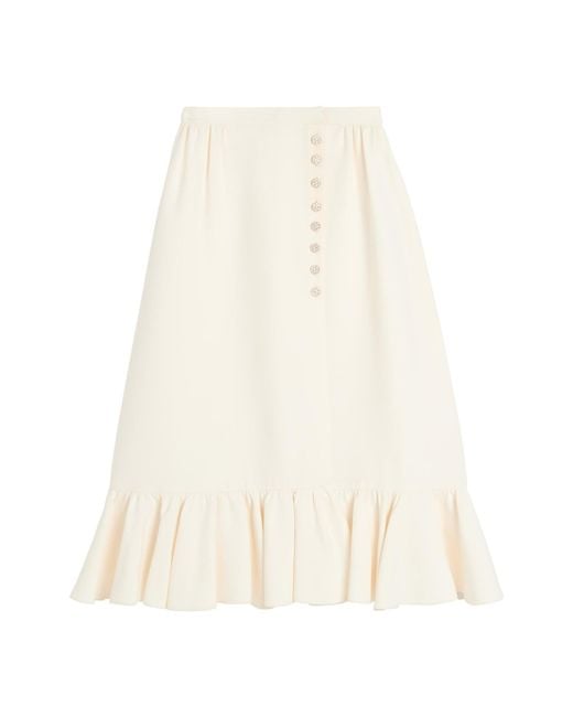 Valentino White Crepe Couture Midi Skirt