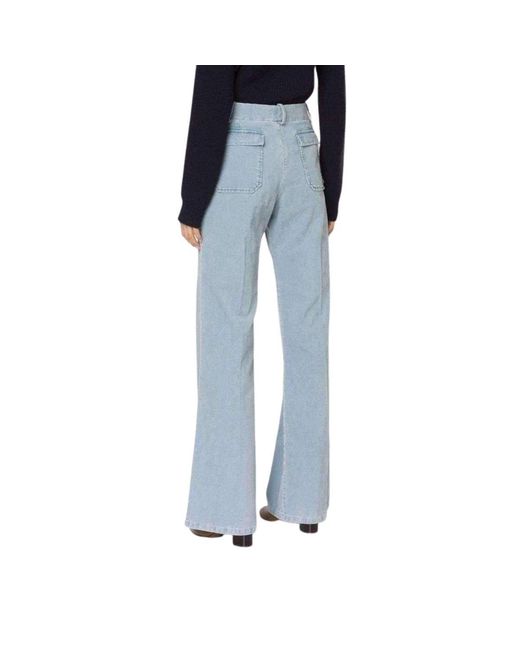 Chloé Blue Corduroy Wide Leg Trousers Pants