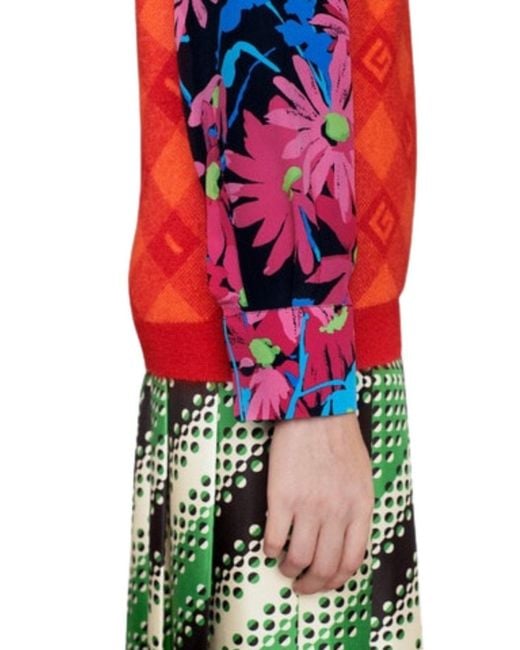 Gucci Red X Ken Scott Floral Print Silk Shirt