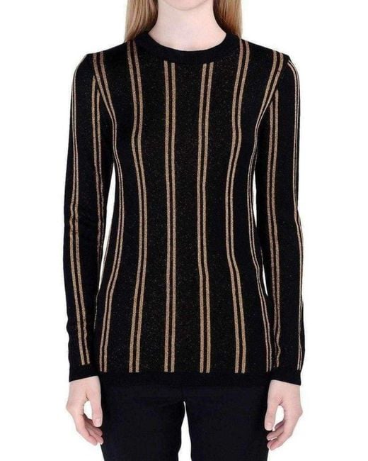 Balmain Black And Gold Striped Sweater
