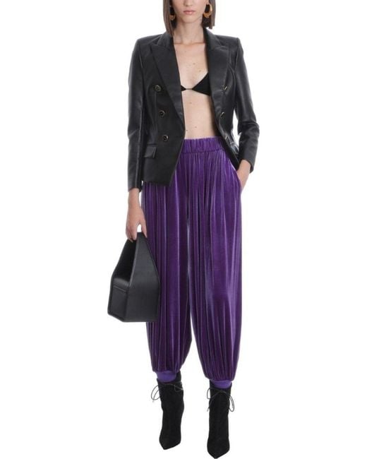 Alexandre Vauthier Black Double-breasted Leather Blazer