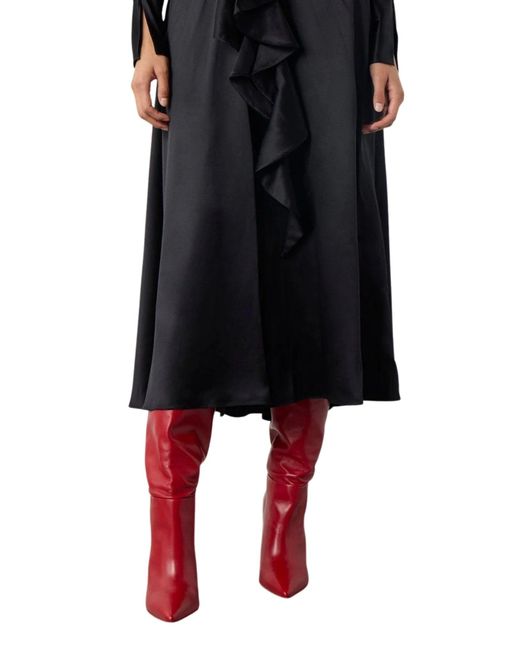 Alejandra Alonso Rojas Black Knot Silk Dress With Ruffles