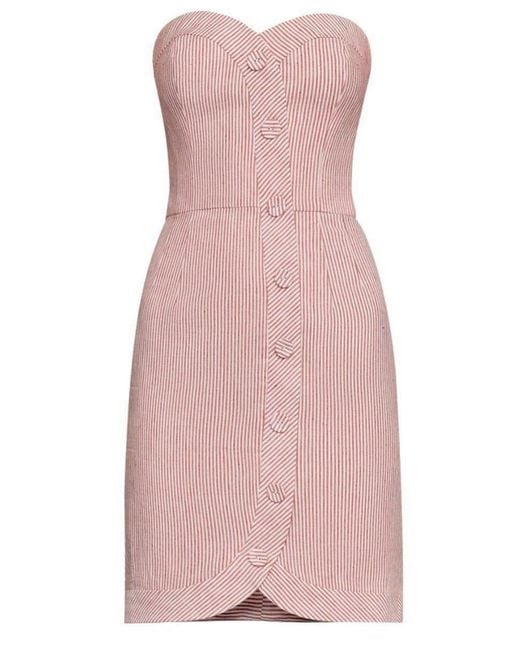 BCBGMAXAZRIA Pink Pinstriped Bustier Dress
