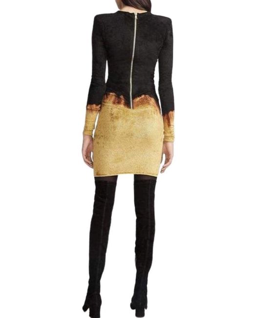 Balmain Black Velvet Fire Dress