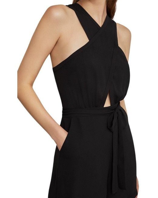 BCBGMAXAZRIA Black Wide-leg Halter Romper