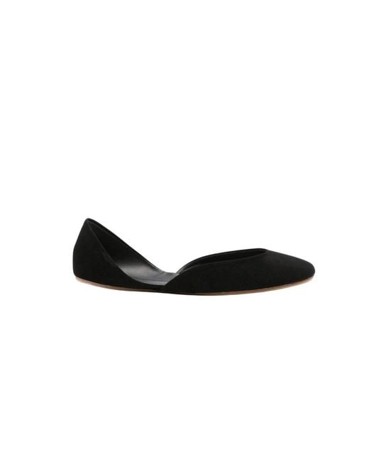 The Row Black Gemma Suede Ballet Flats