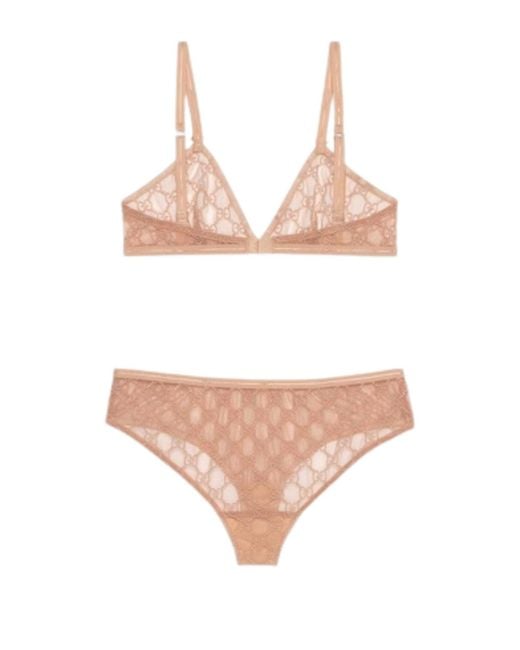 Gucci Multicolor GG All Over Embroidered Tulle Lingerie Set
