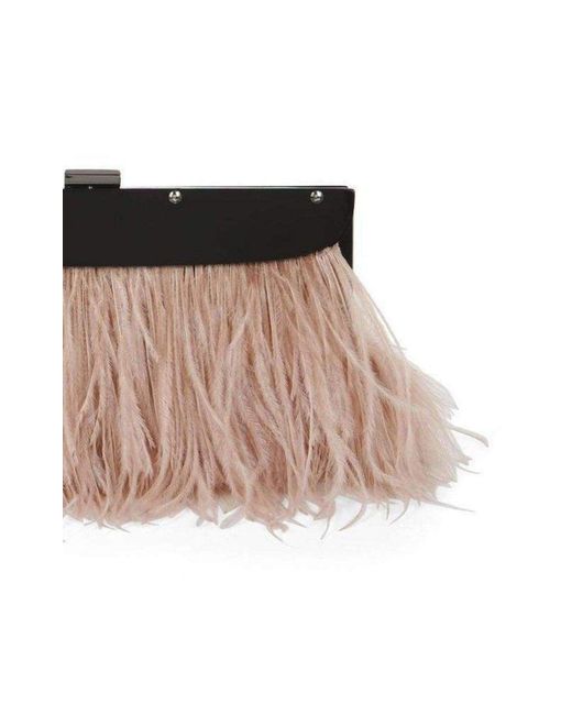 BCBGMAXAZRIA Multicolor Portia Feather-trim Lucite Clutch