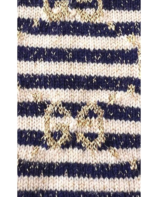 Gucci GG Blue Ivory Wool Blend Gloves