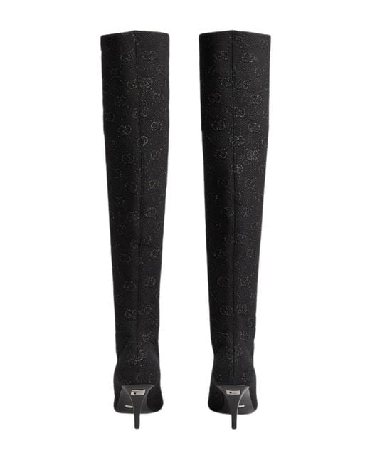 Gucci Black Demi Shimmer GG Over-the-knee Boots