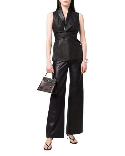 Rick Owens Black Wrap-front Leather Vest