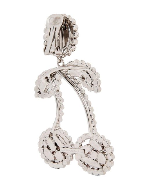 Alessandra Rich Red Cherry Crystal Clip-on Earrings