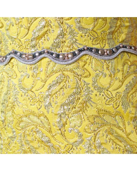 Gucci Yellow Embellished Metallic Brocade Lurex Bustier Dress