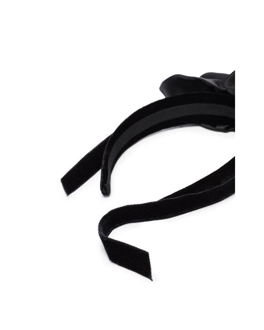 Alessandra Rich Black Rose Appliqué Tie Headband