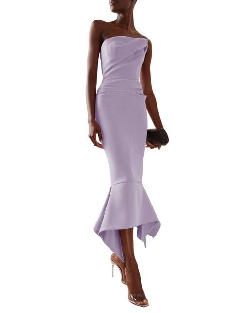 Maticevski Purple Suffix Strapless Lilac Crepe Midi Dress