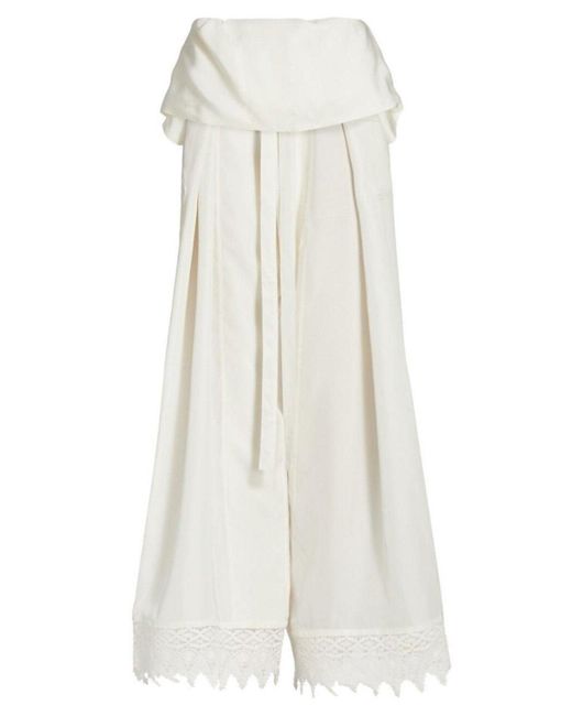 Loewe White Ibiza Macramé Belted Trousers