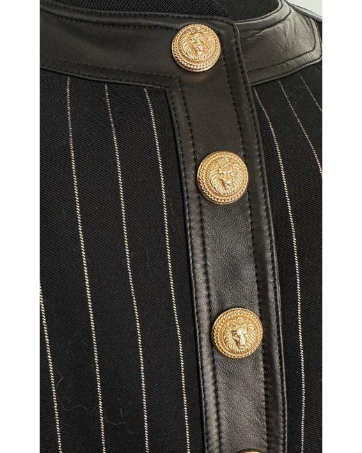 Balmain Blue Striped Cotton Teddy Jacket Black Gold