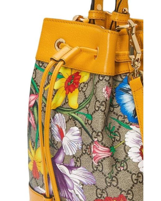 Gucci Yellow Ophidia Flora Pattern Backpack