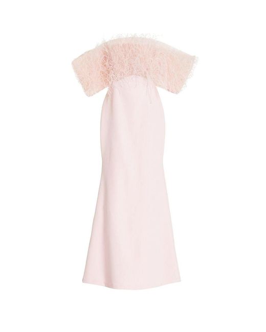 Aliétte Pink Feather Trim Off-the-shoulder Gown