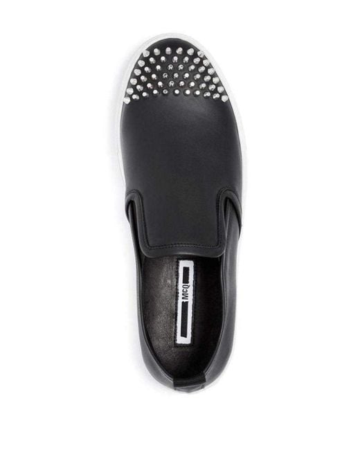 McQ Alexander McQueen Black Chris Studded Leather Slip-on Sneakers for men