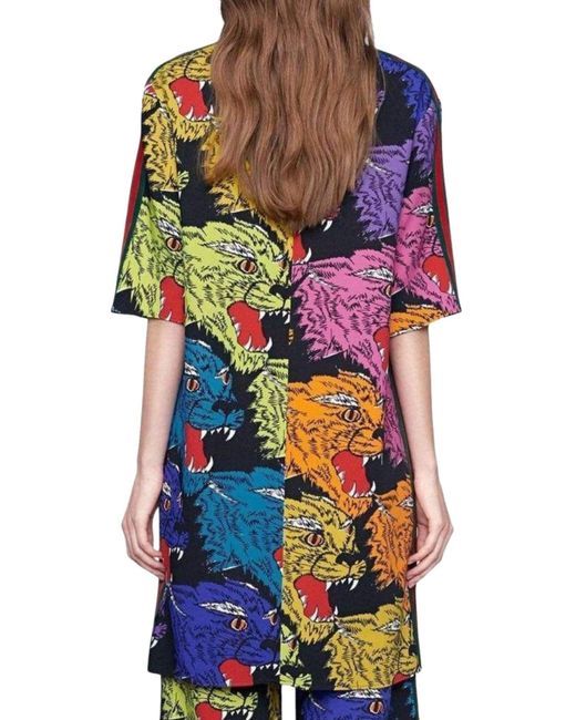 Gucci Purple Tiger Face Tunic Dress