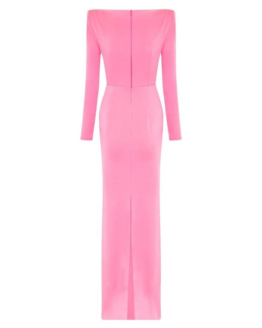 Alex Perry Pink Lane Satin Crepe Off Shoulder Gown