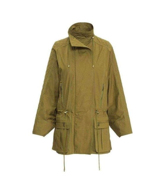 Balmain Green Cotton Quilted Trench Coat