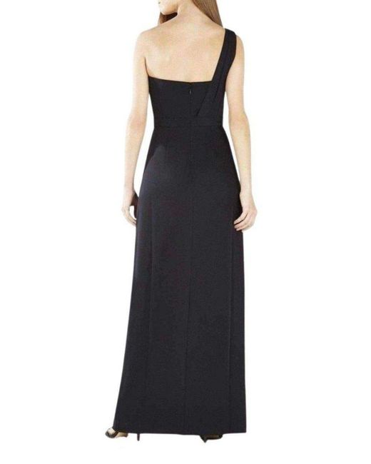 BCBGMAXAZRIA Black Kristine One-shoulder Peplum Gown