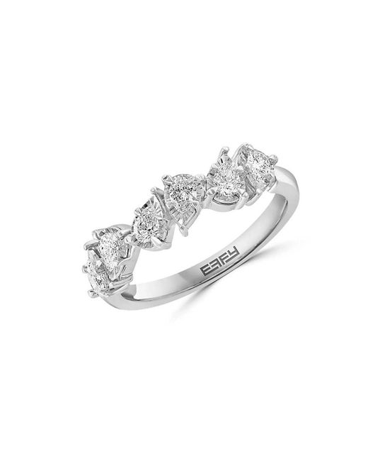 Effy Metallic 14k White Gold Pavé Diamond Ring