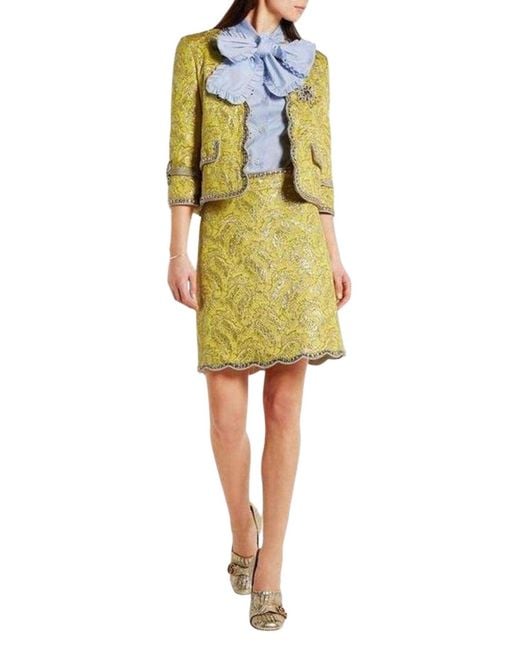Gucci Yellow Brocade Jacquard Mini Skirt It 38 (us 2)