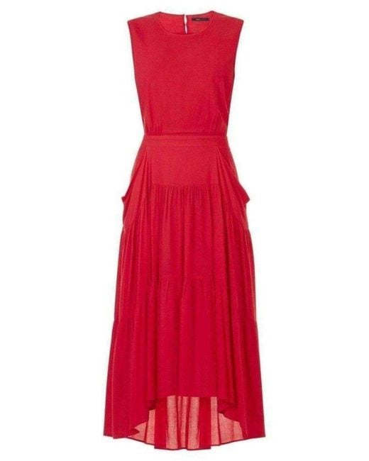 BCBGMAXAZRIA Red Draped Peasant Skirt Dress