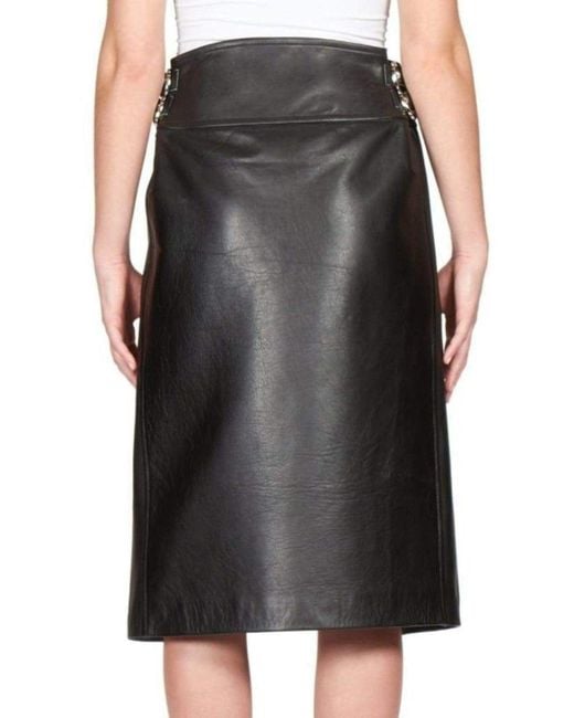 Sacai Black Leather Fringe Moto Skirt