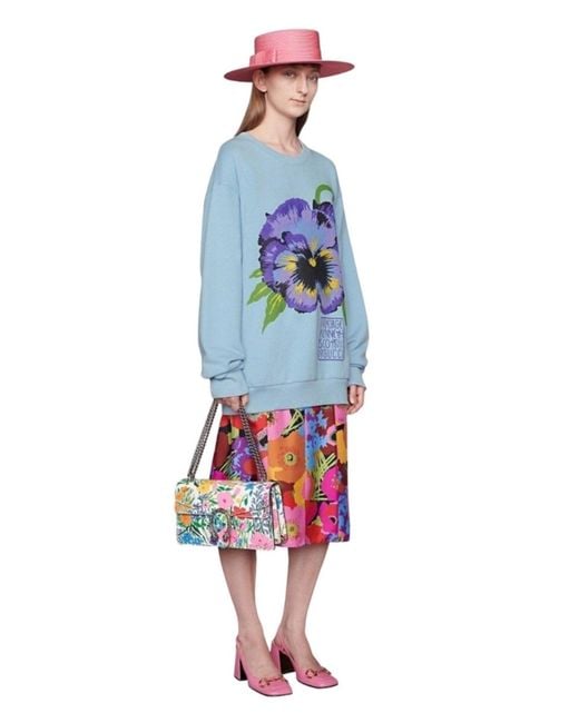 Gucci Blue Ken Scott Print Cotton Crewneck Sweatshirt