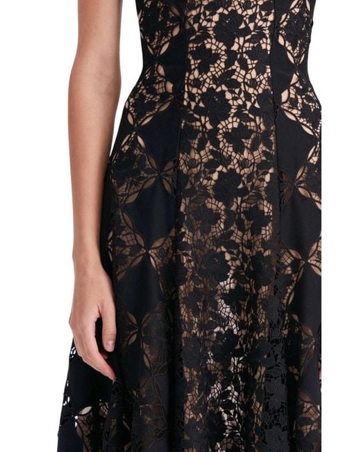 Oscar de la Renta Black Guipure Lace Midi Dress