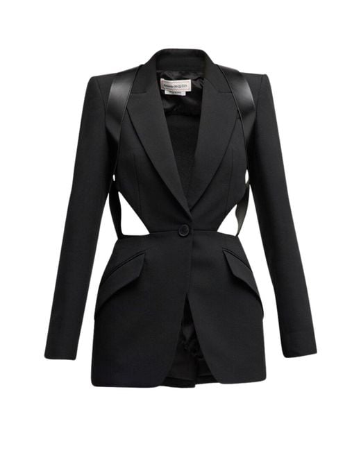 McQueen Black Single-breasted Slashed Blazer