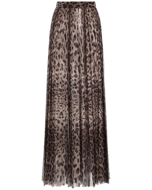 Dolce & Gabbana Brown Leopard-Print Chiffon Culottes