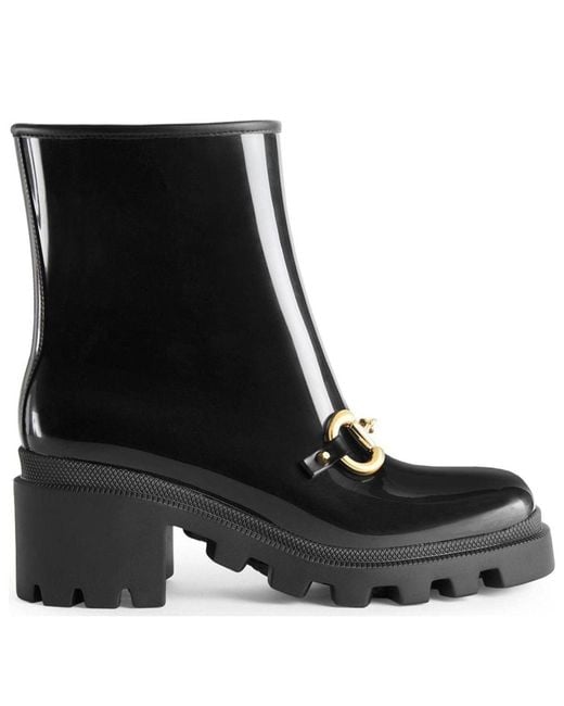 Gucci Black Horsebit - Detailed Heeled Rubber Rain Boots
