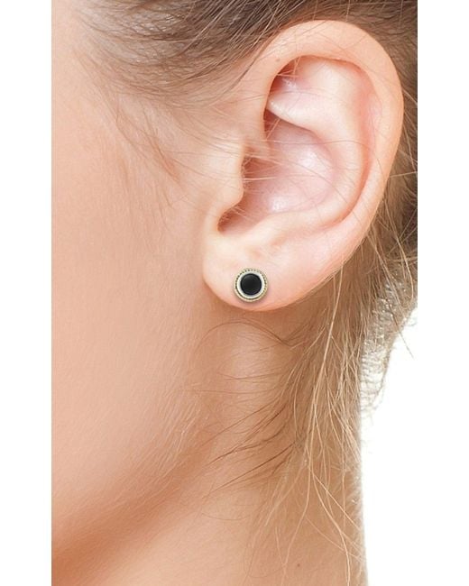Effy Black Sterling Silver And Onyx Stud Earrings