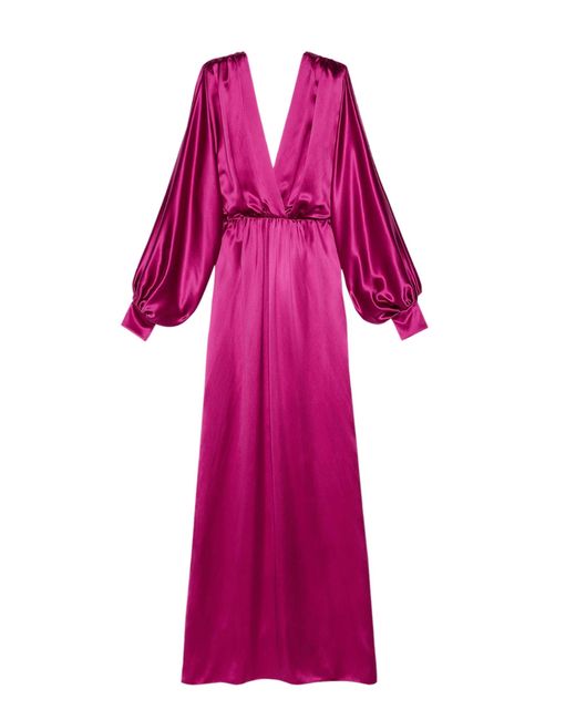 Gucci Pink Draped Silk-blend Satin Gown Dress