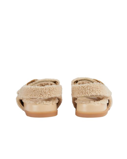 Gucci Natural Double G Merino Wool Sandals In Beige