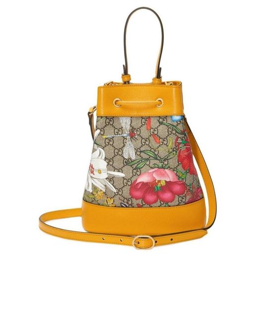 Gucci Yellow Ophidia Flora Pattern Backpack