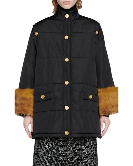 Gucci Black Detachable Sleeves Padded Jacket