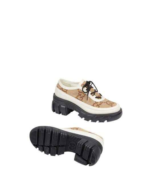 Gucci Gray GG Panelled Lace-up Shoes