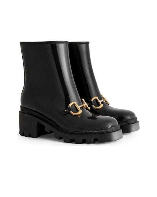 Gucci Black Horsebit - Detailed Heeled Rubber Rain Boots